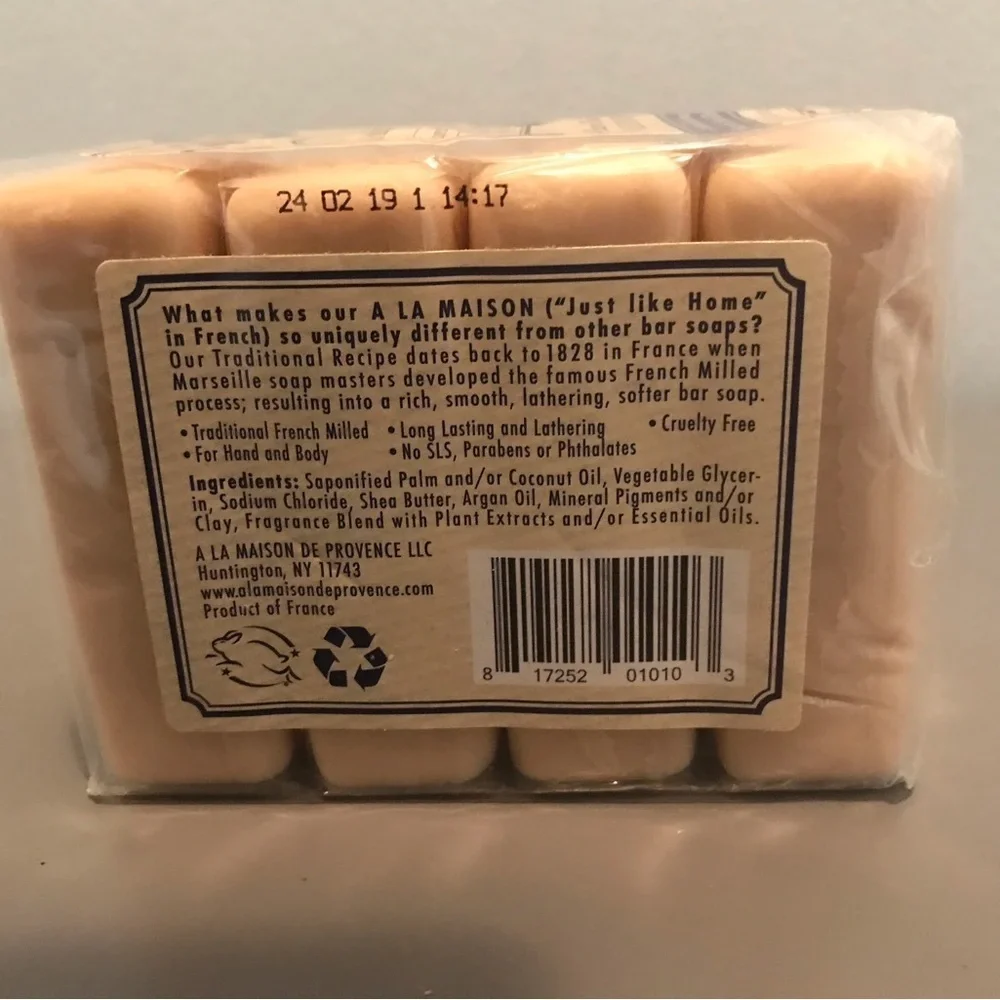 A LA MAISON Lavender Flowers Hand & Body Soap. Value Pack of 4 Bars.